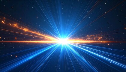 Futuristic Technology - A Convergence of Blue and Orange Light Streams.