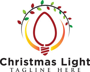 Christmas light icon set. Holiday string white bulb vector symbol in a black filled and outlined style. Lights on string sign.