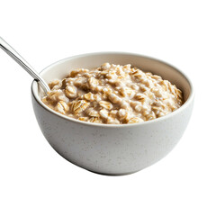 bowl of oatmeal with toppings ready for a healthy Isolated transparent on white background