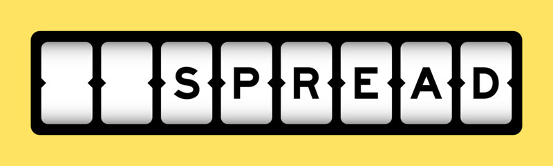 Black color in word spread on slot banner with yellow color background