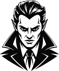 Vampire villain character dark gothic horror illustration scary Halloween monster portrait evil undead creature vector artwork dramatic spooky design