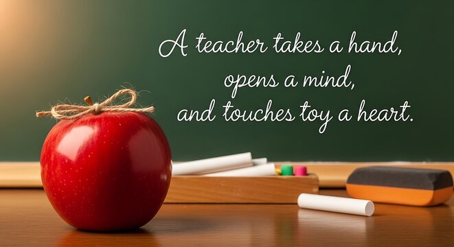 Educational apple and chalkboard concept with motivational quote for learning