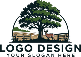 Vector line art, illustration of horne deer in forest. Lone deer stands gracefully amid rolling hills and pine trees, gazing toward the sky with soft clouds. Calm and scenic woodland landscape.