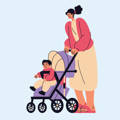 Parents with babies a loving mother enjoying a gentle stroll with her baby