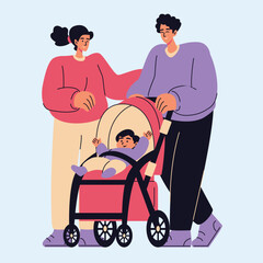 Parents with babies a joyful day out, filled with smiles and family togetherness