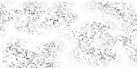 Abstract halfton background. A wave of black dots on a white background. The pattern is chaotic