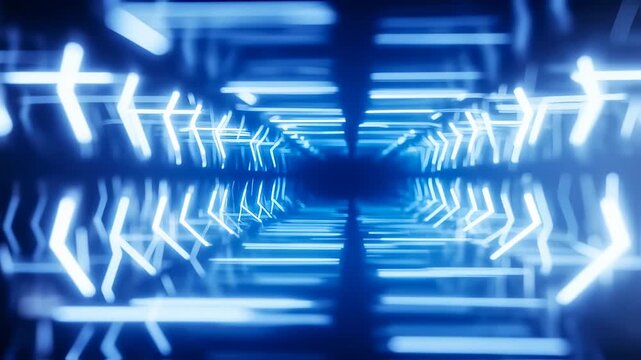 Futuristic Blue Light Tunnel Animation: A Seamless Loop for Technology Backgrounds and Visual