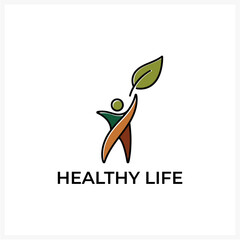 Abstract Human Silhouette Reaching for a Leaf, Symbolizing Health, Wellness, and Nature