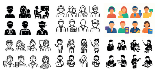 Obraz premium Diverse group icons of people in various roles