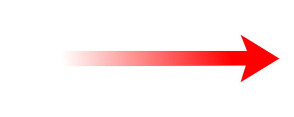 Red right-pointing arrow with gradient fade effect symbolizing direction, navigation, and forward movement