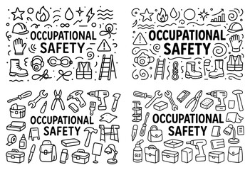 Fototapeta premium Occupational safety equipment and tools illustrations