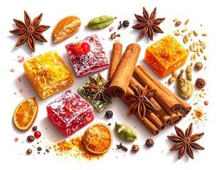 Festive Turkish Delight and Spices - A Culinary Still Life.