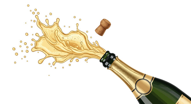 Celebrate with a Burst Champagne Bottle Explosion Illustration - Powered by Adobe