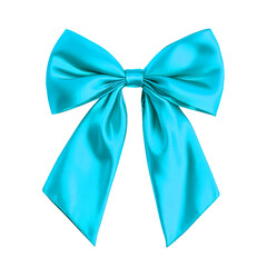 Naklejka premium Bright aqua blue satin bow isolated on transparent background