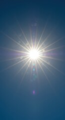 Obraz premium A dazzling celestial body radiating powerful daylight high above, featuring intense solar rays and brilliant atmospheric glow on a clear day ,celestial ,abstract ,summer