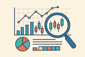 Modern Finance Visualization – Charts, Graphs, and Analysis Icons