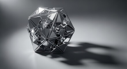 Striking chrome geometric design with intricate internal structure shape