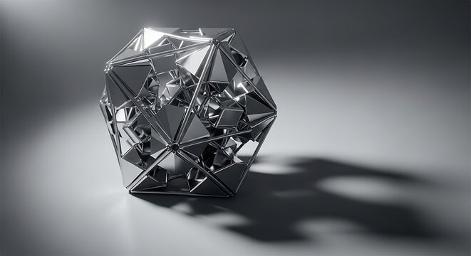Striking chrome geometric design with intricate internal structure shape