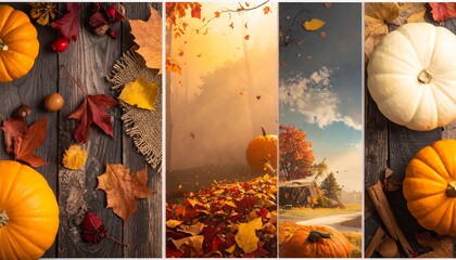 Autumnal Abundance - A Collage of Pumpkins, Leaves, and Seasonal Charm.