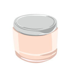 Closed jar of cream, skin care cosmetics, illustration