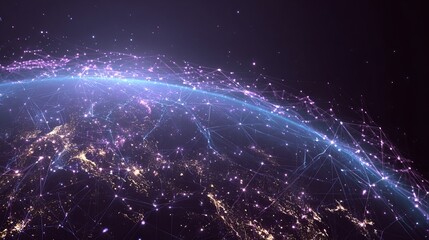 Stunning interconnected global network illuminating the planet, perfect for tech startups or innovative business concepts and worldwide communications
