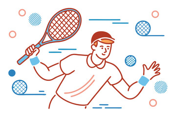 Illustration of a tennis player holding a racket