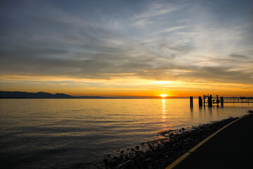 Obraz premium Sunset over Lake Constance, observed from Lochau in Austria