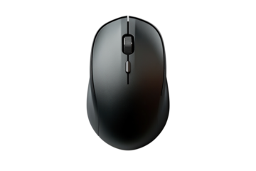 Sleek wireless computer mouse in dark gray tone for ergonomic office use and precise cursor control on transparent background