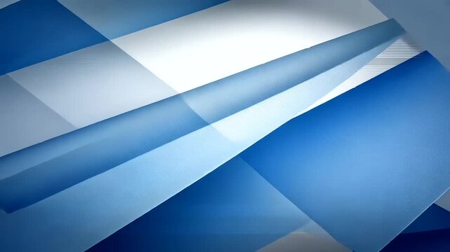 Geometric abstract background with blue and white overlapping forms and textured lines