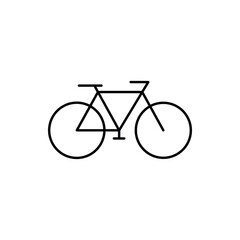 Bicycle: A simple line icon of a bicycle, representing eco-friendly transport, cycling, fitness, and travel ideal for transportation or adventure-themed designs. Vector icon EPS 10.