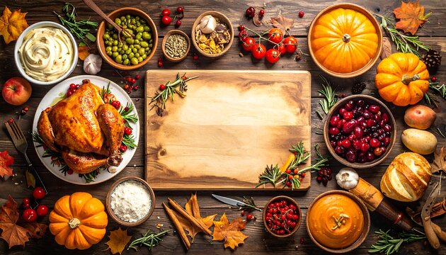 Thanksgiving Feast - A Festive Table Setting with Traditional Dishes.