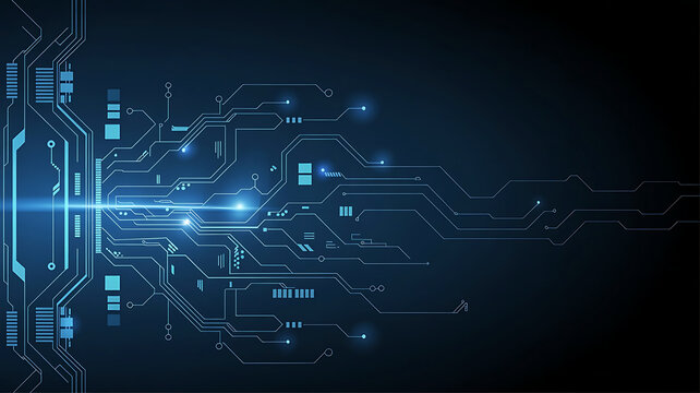 Abstract Futuristic Circuit Board Illustration with Glowing Lights for Technology and Innovation Themes