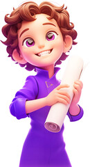 Halloween 3D illustration of a boy holding a treasure map