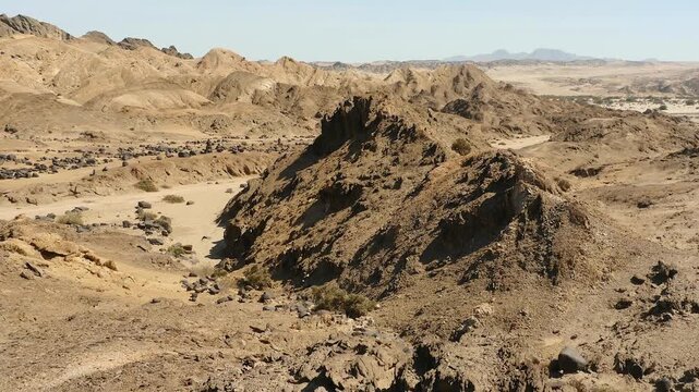 panorama of rocky desert landscape, pan shot  315