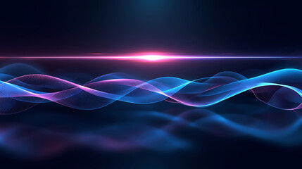 Abstract Technology Background with Neon Waves and Glowing Light Streaks for Modern Presentations