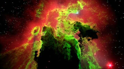 Space Nebula Starfield.A beautiful and dramatic shot of a cosmic nebula in deep space with multiple stars. Ideal for science, astronomy, fantasy, or science-fiction projects.
