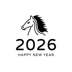 Year of the Horse 2026 With Linear Horse Icon
