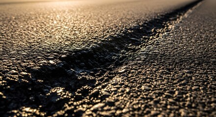 Abstract Asphalt Road Texture with Golden Hour Light