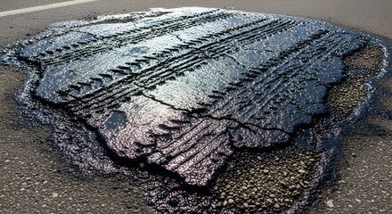 Pothole with Tire Tracks