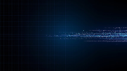 Fototapeta premium Futuristic Data Stream Flowing Across Grid Abstract Visualization of Information Technology