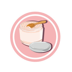 Body scrub, cosmetics, skincare, illustration