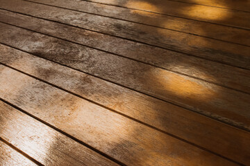 Brown wooden floor and shadow, wooden plank floor background.