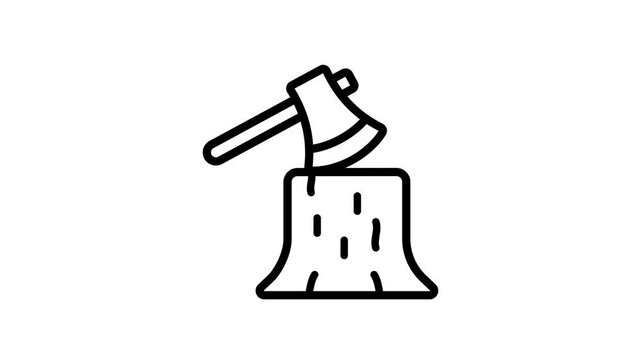 A wooden handled axe used for chopping wood and survival needs.