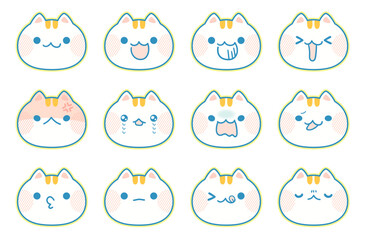 かわいい猫の表情セット イラスト素材