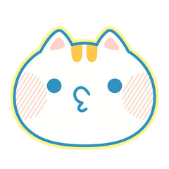 Fototapeta premium 口をすぼめた猫のかわいいイラスト