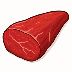 A raw cut of red meat, likely beef, with visible marbling and a smooth, textured surface.