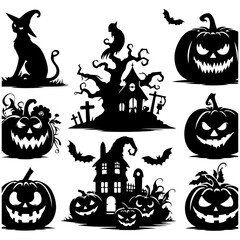 halloween background with pumpkins vector