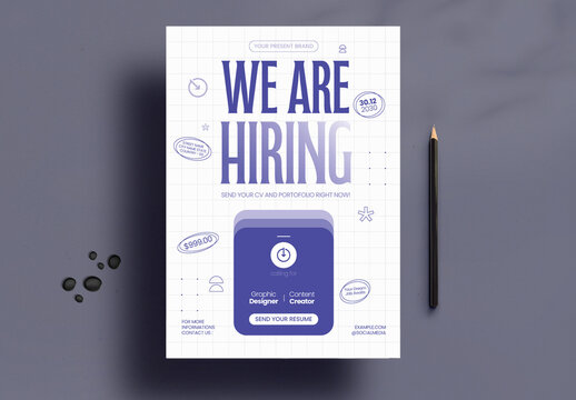 Hiring Poster Template for Job Recruitment Announcement