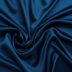 Fototapeta premium Luxurious deep blue silk fabric draped and wrapped, creating folds and waves suitable for elegant apparel design background texture ,navy ,design ,fashion