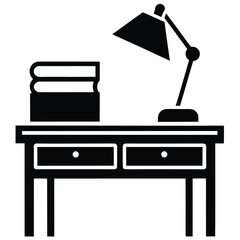 Desk with lamp and books, a classic study scene depicted